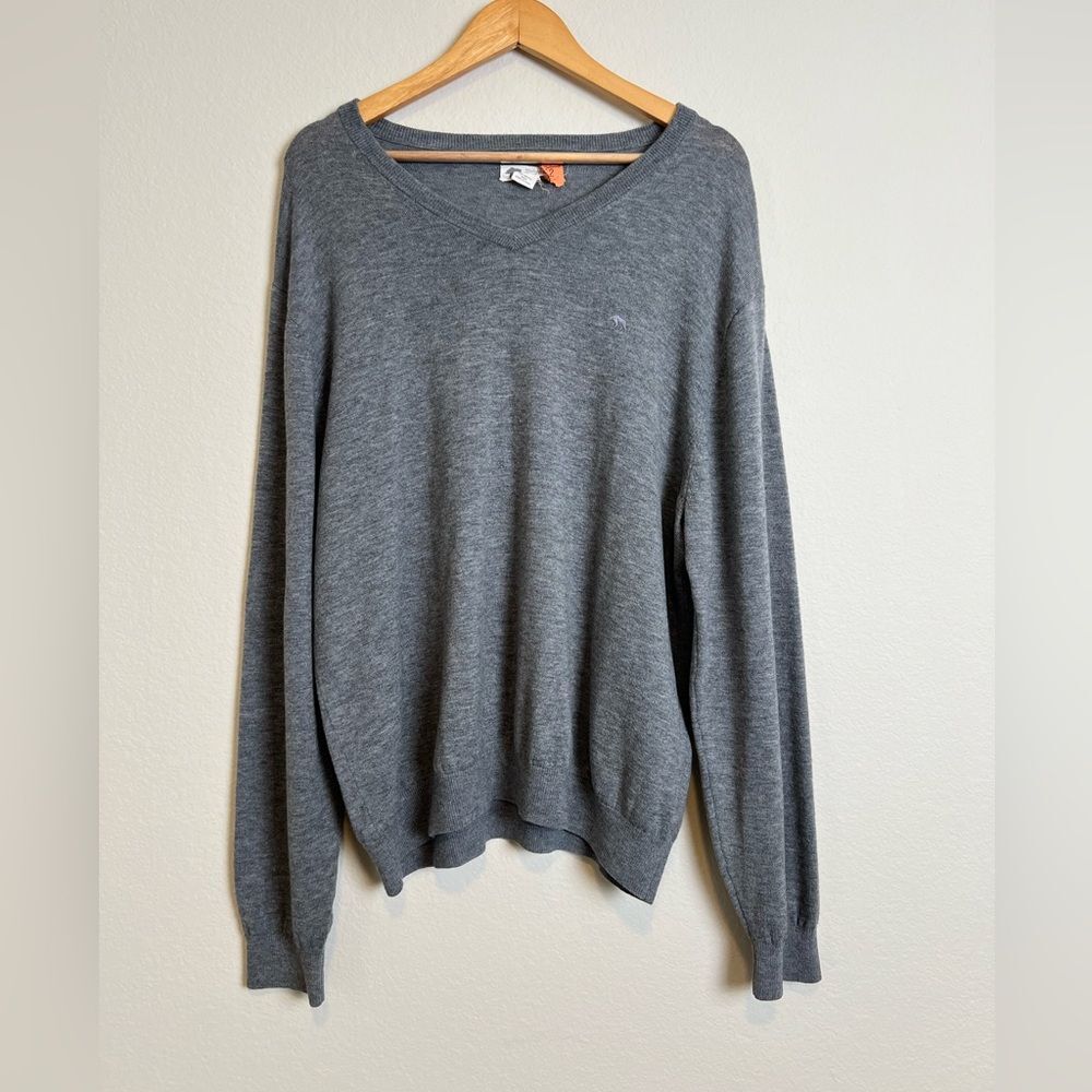 Onward reserve Gray Merino Wool Vneck Casual Gorpcore Workwear Preppy Sweater